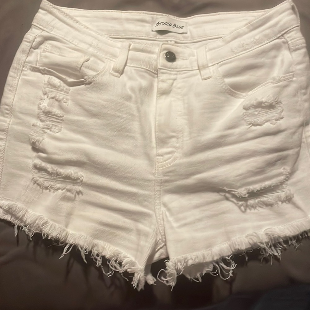 Studio Blue White Jean Shorts 27